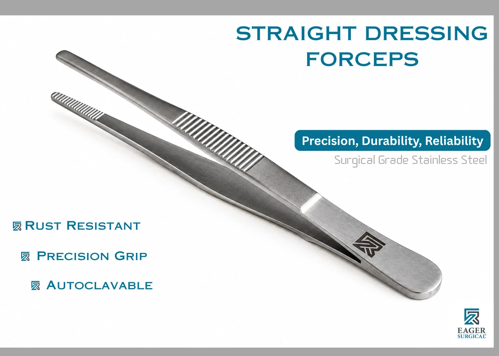 EAGER Tweezers 12cm Dressing Surgical Picking Pliers Forceps Dental Tools - Image 5